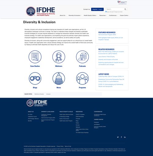 Screenshot of AHA website