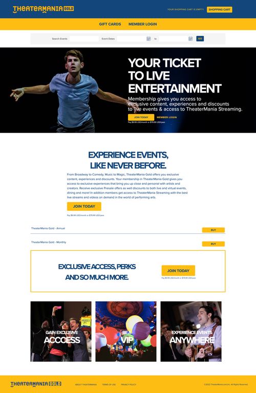 Screenshot of Theatermania website