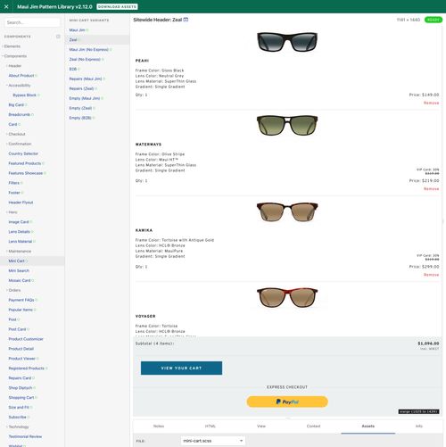 Screenshot of Maui Jim website