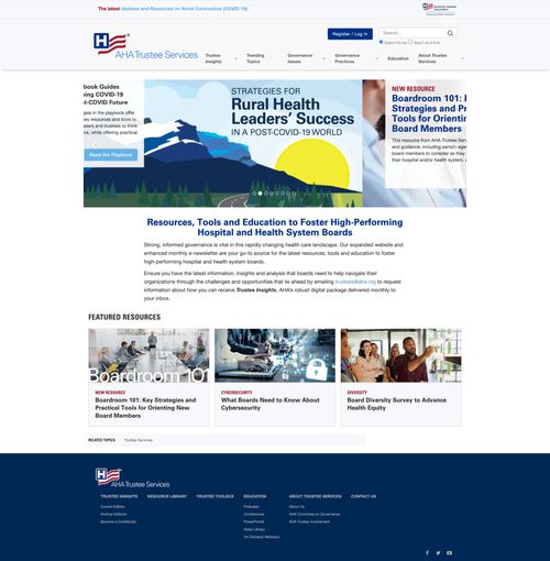 Screenshot of AHA website