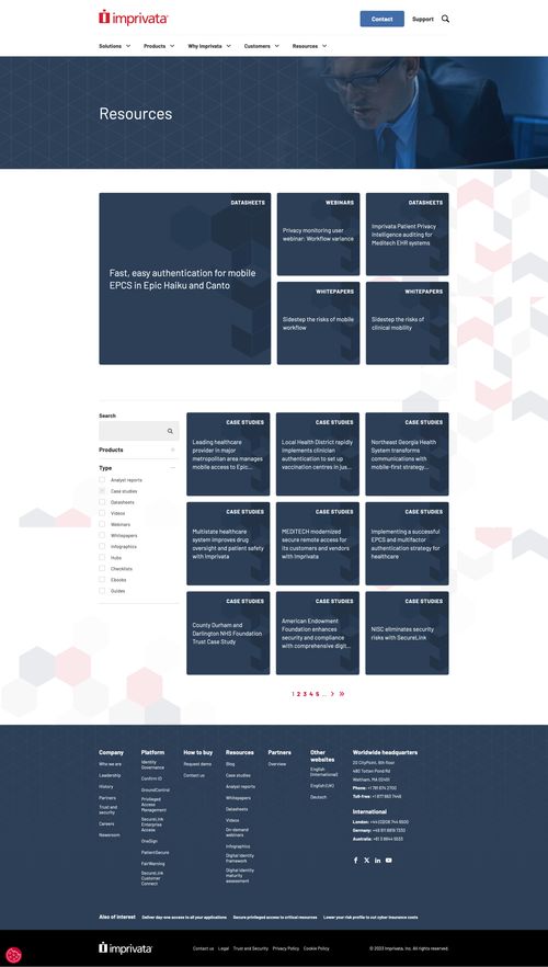 Screenshot of Imprivata website