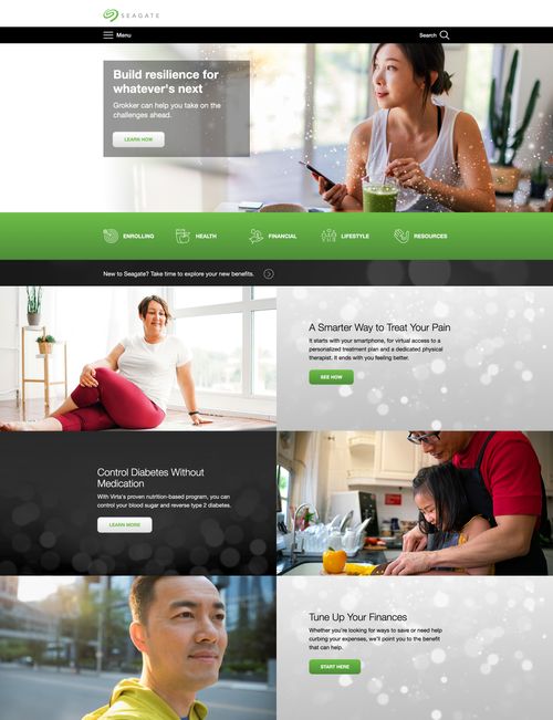 Screenshot of Seagate benefits website